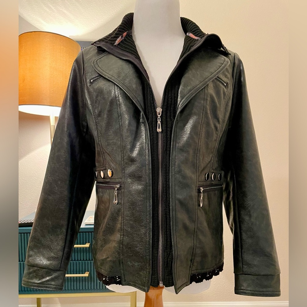 Leather & Lace Fitted Structured Jacket sz Small